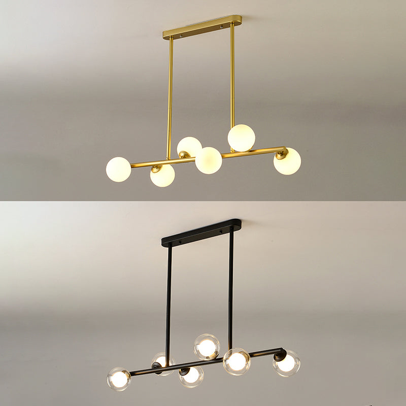 Modern Simple Dining Chandelier Light Round Glass Shade Pendant Light for Dining Room