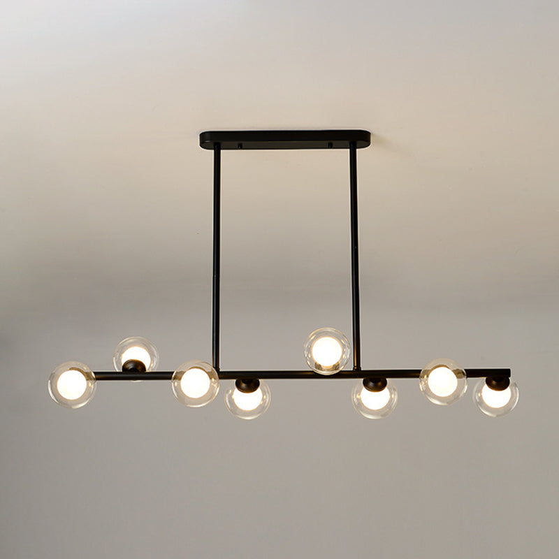 Modern Simple Dining Chandelier Light Round Glass Shade Pendant Light for Dining Room