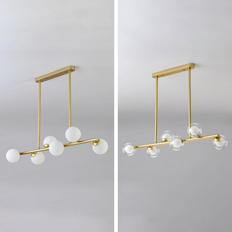 Modern Simple Dining Chandelier Light Round Glass Shade Pendant Light for Dining Room