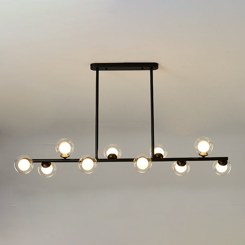 Modern Simple Dining Chandelier Light Round Glass Shade Pendant Light for Dining Room