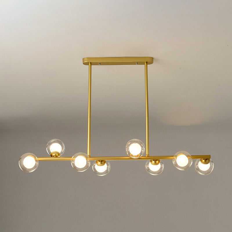 Modern Simple Dining Chandelier Light Round Glass Shade Pendant Light for Dining Room