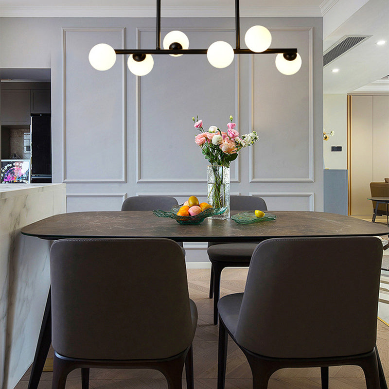 Modern Simple Dining Chandelier Light Round Glass Shade Pendant Light for Dining Room