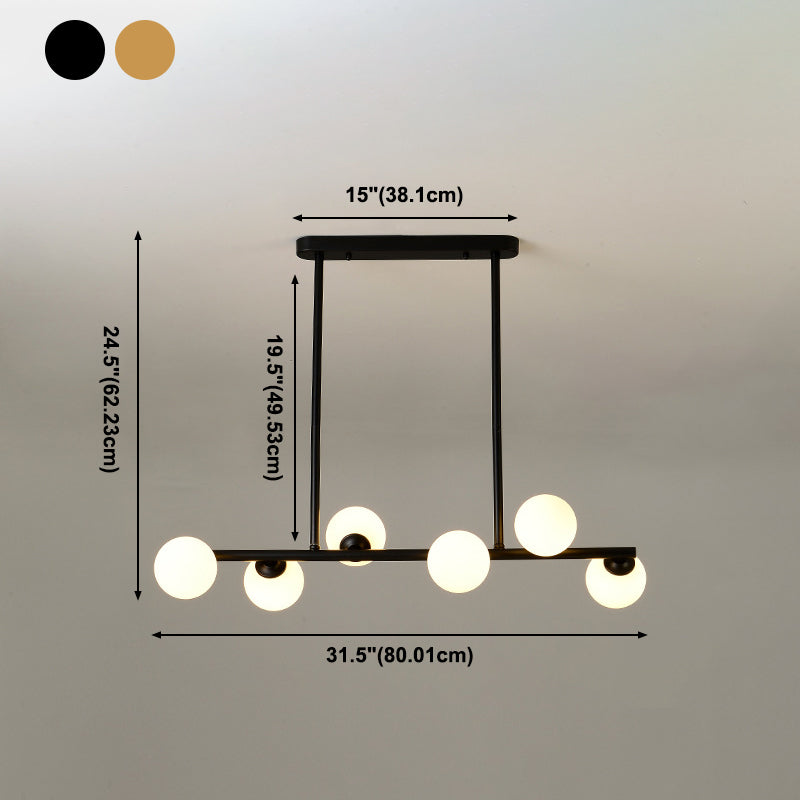 Modern Simple Dining Chandelier Light Round Glass Shade Pendant Light for Dining Room