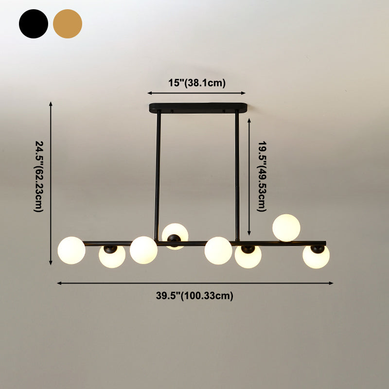 Modern Simple Dining Chandelier Light Round Glass Shade Pendant Light for Dining Room