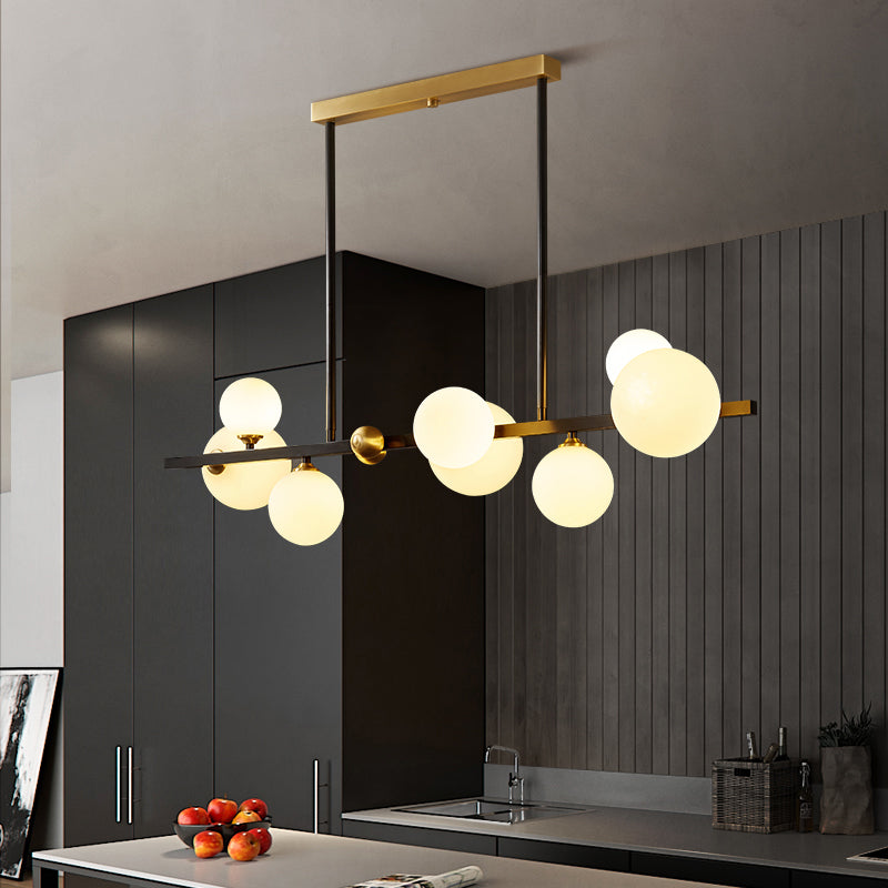 Modern Simple Dining Chandelier Light Round Glass Shade Ceiling Pendant Light