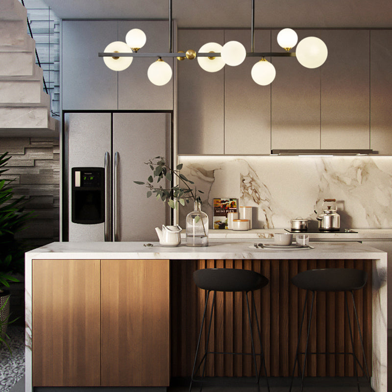 Modern Simple Dining Chandelier Light Round Glass Shade Ceiling Pendant Light