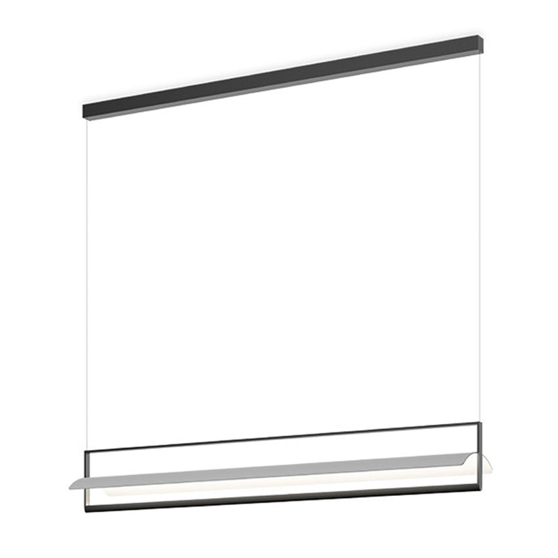 Linear Metallic Island Light Fixture Modernism LED Black Hanging Lamp Kit for Dining Room