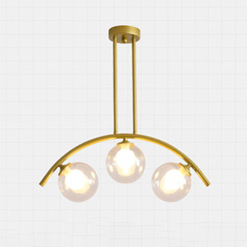 Modern Dining Chandelier Light Round Glass Shade Ceiling Hanging Light for Dining Room