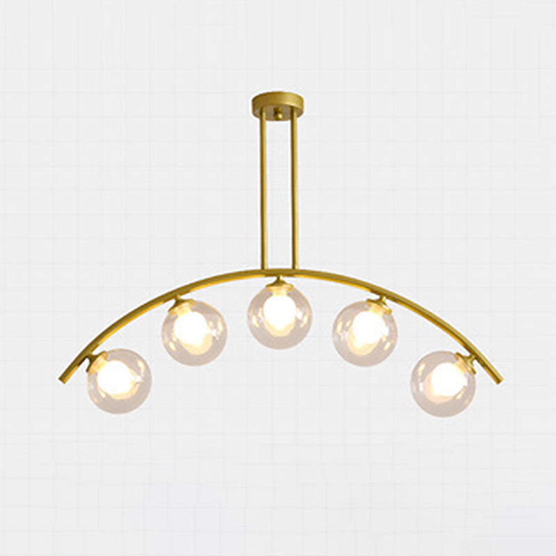 Modern Dining Chandelier Light Round Glass Shade Ceiling Hanging Light for Dining Room