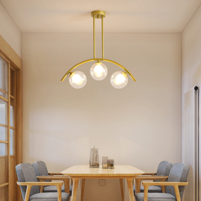 Modern Dining Chandelier Light Round Glass Shade Ceiling Hanging Light for Dining Room