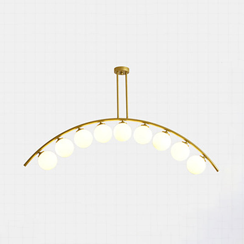 Modern Dining Chandelier Light Round Glass Shade Ceiling Hanging Light for Dining Room