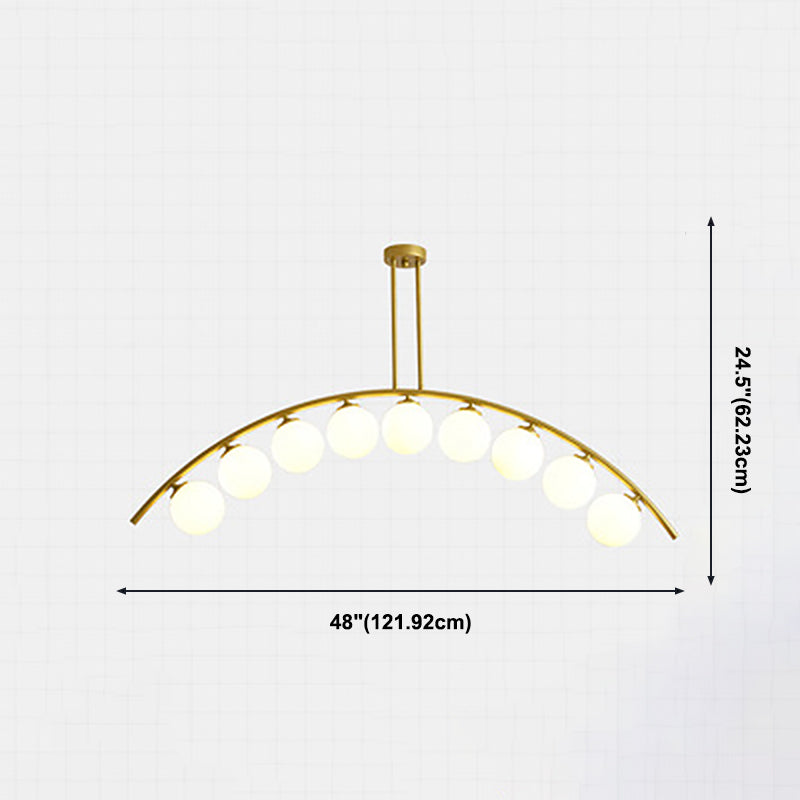 Modern Dining Chandelier Light Round Glass Shade Ceiling Hanging Light for Dining Room