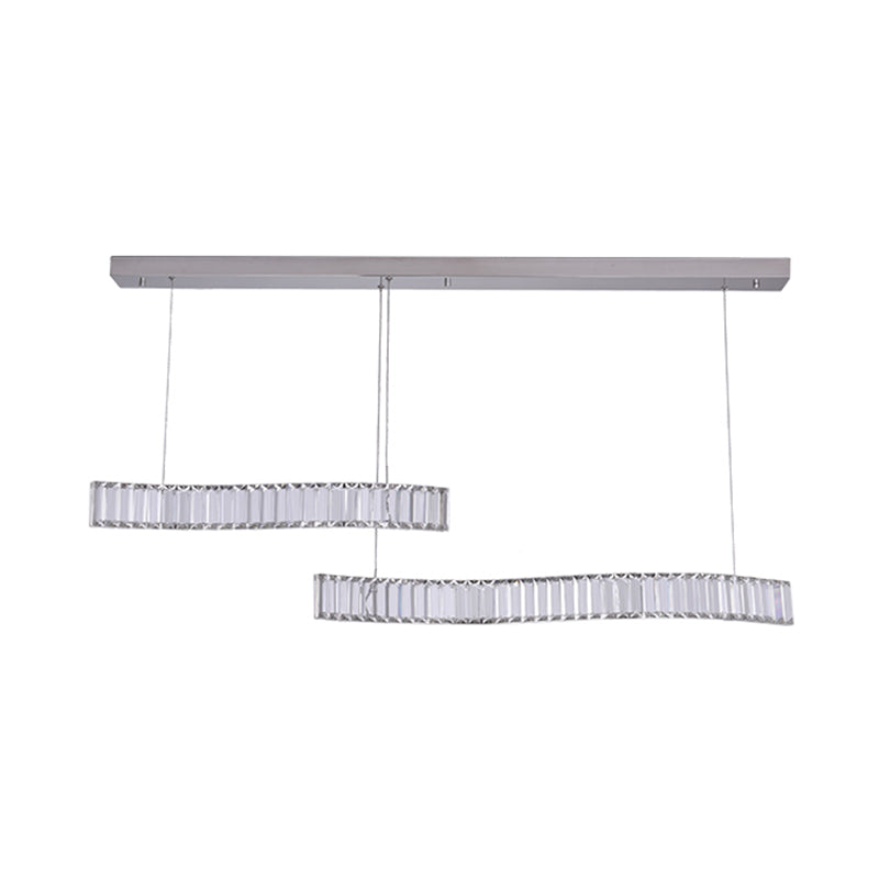 Contemporary Linear LED Ceiling Lamp Fixtures Crystal Island Pendant for Dinning Room