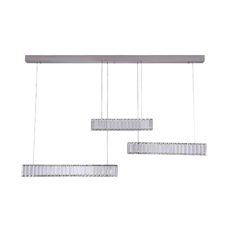 Contemporary Linear LED Ceiling Lamp Fixtures Crystal Island Pendant for Dinning Room