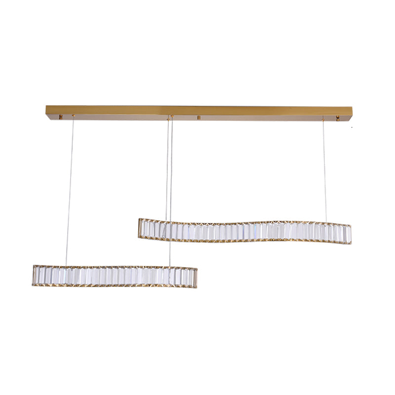 Contemporary Linear LED Ceiling Lamp Fixtures Crystal Island Pendant for Dinning Room