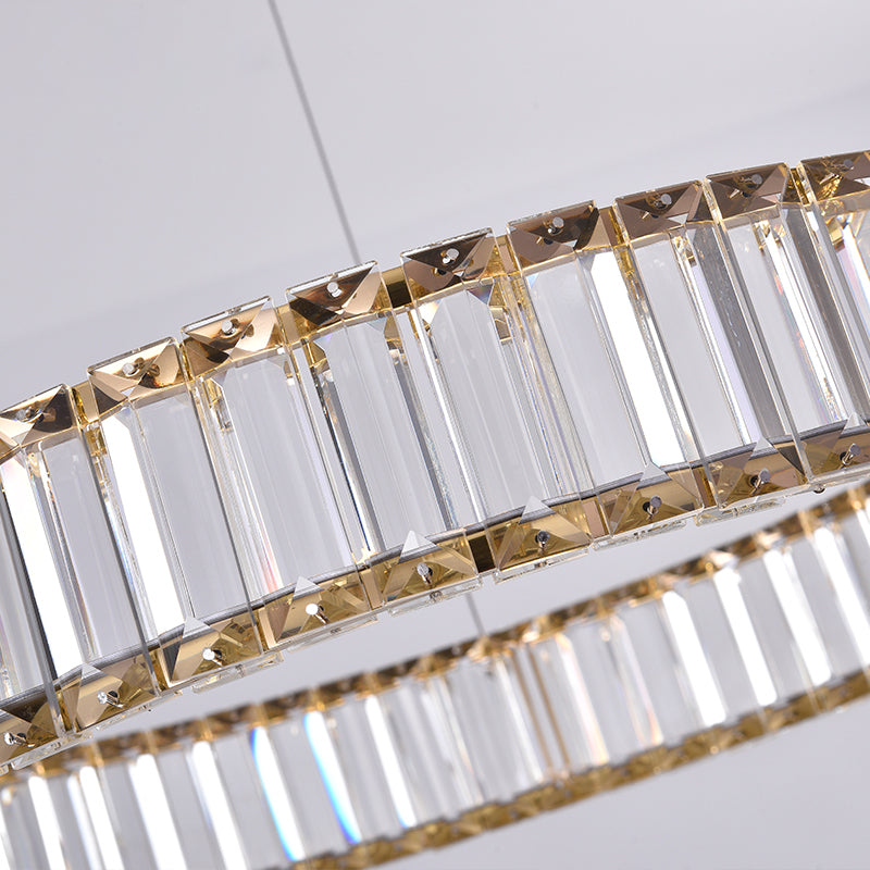 Contemporary Linear LED Ceiling Lamp Fixtures Crystal Island Pendant for Dinning Room