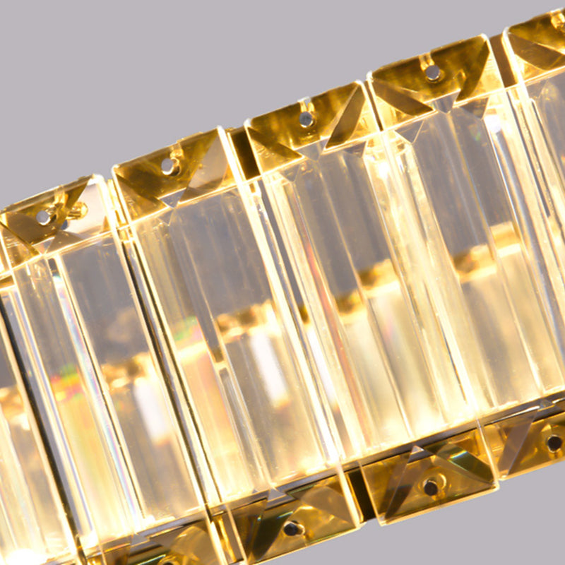 Contemporary Linear LED Ceiling Lamp Fixtures Crystal Island Pendant for Dinning Room