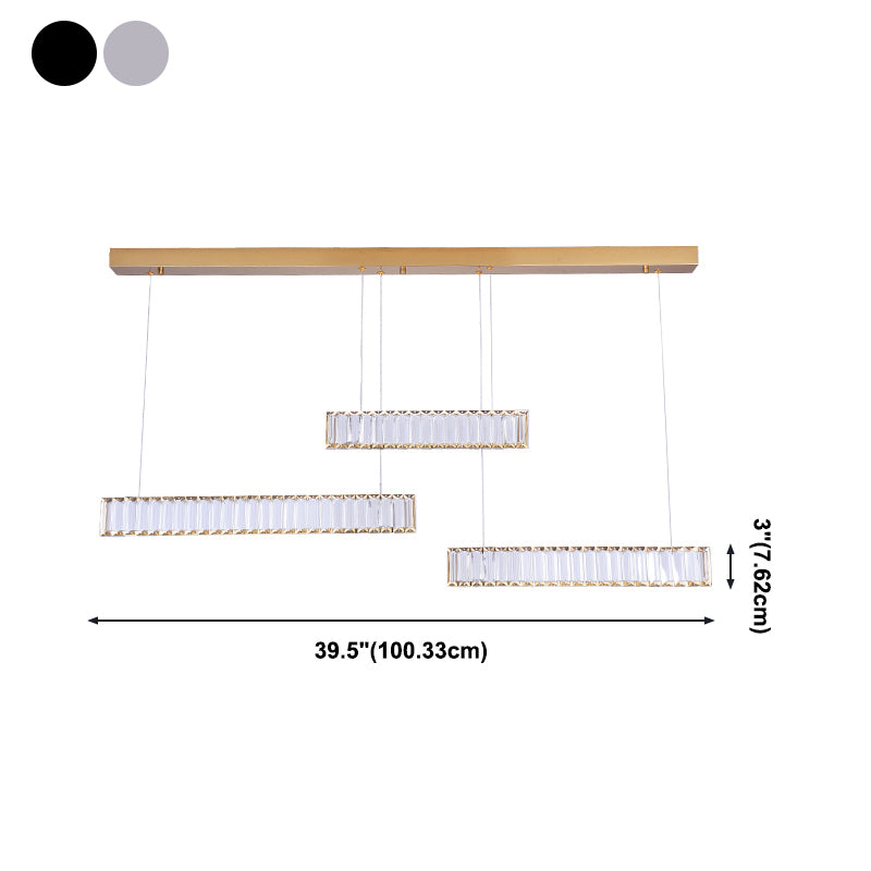Contemporary Linear LED Ceiling Lamp Fixtures Crystal Island Pendant for Dinning Room