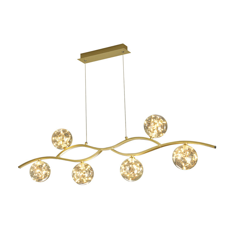 Modern Style Chandelier Light Round Glass Shade Ceiling Hanging Light for Dining Room