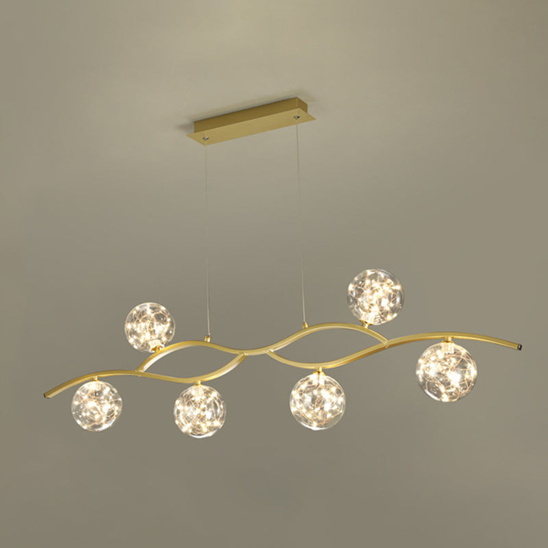 Modern Style Chandelier Light Round Glass Shade Ceiling Hanging Light for Dining Room