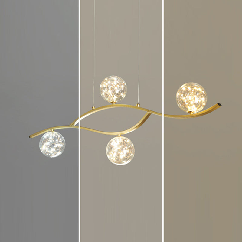 Modern Style Chandelier Light Round Glass Shade Ceiling Hanging Light for Dining Room