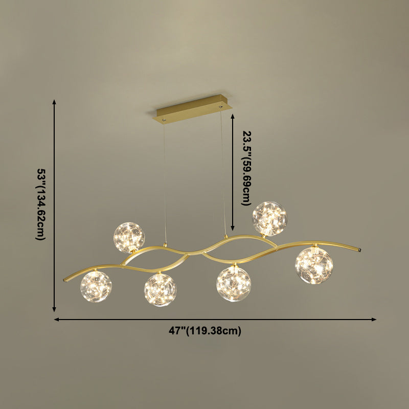 Modern Style Chandelier Light Round Glass Shade Ceiling Hanging Light for Dining Room