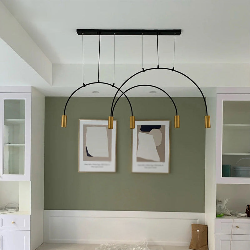 Simple Island Chandelier Lights Modern Style Cylinder Shape Metal Multi Light Pendant