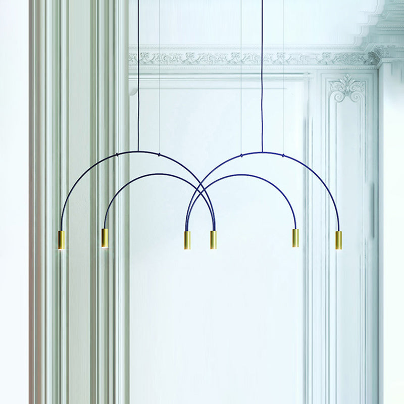 Simple Island Chandelier Lights Modern Style Cylinder Shape Metal Multi Light Pendant