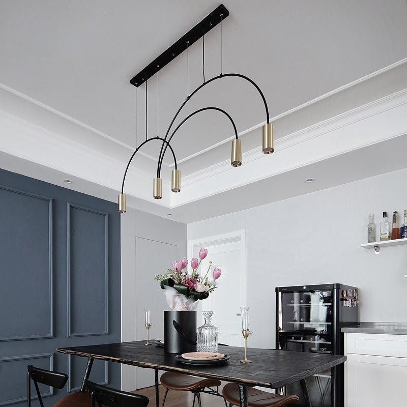 Simple Island Chandelier Lights Modern Style Cylinder Shape Metal Multi Light Pendant