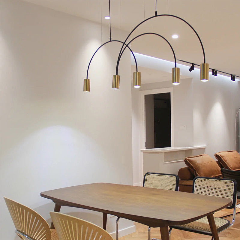 Simple Island Chandelier Lights Modern Style Cylinder Shape Metal Multi Light Pendant