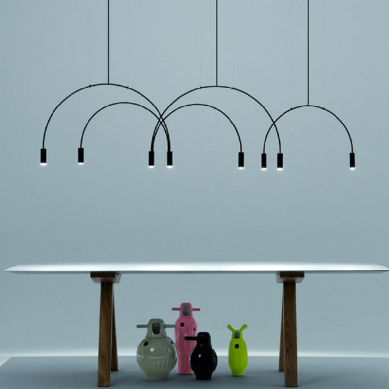 Simple Island Chandelier Lights Modern Style Cylinder Shape Metal Multi Light Pendant