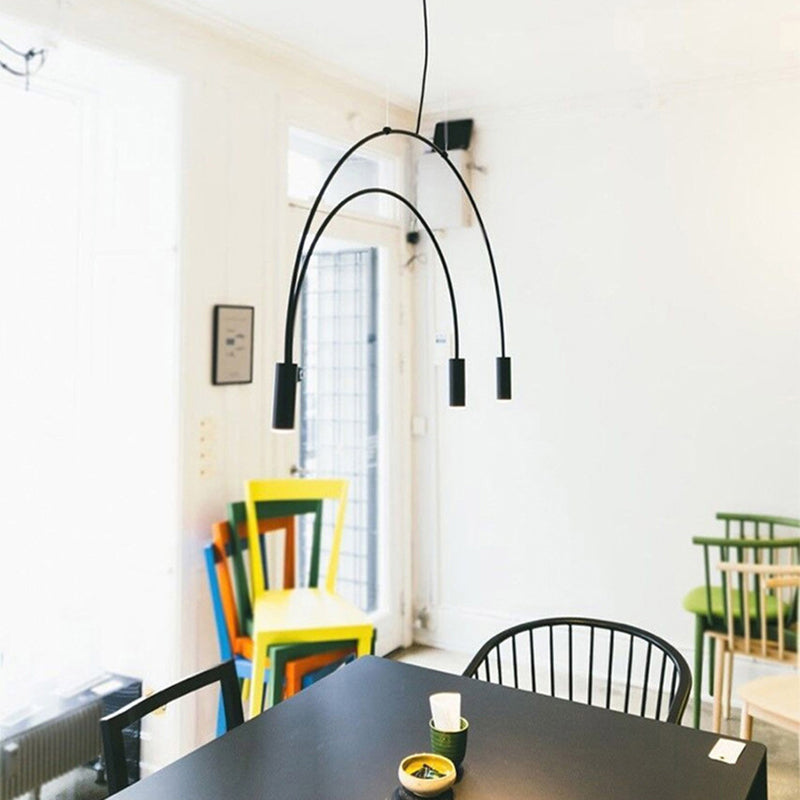 Simple Island Chandelier Lights Modern Style Cylinder Shape Metal Multi Light Pendant