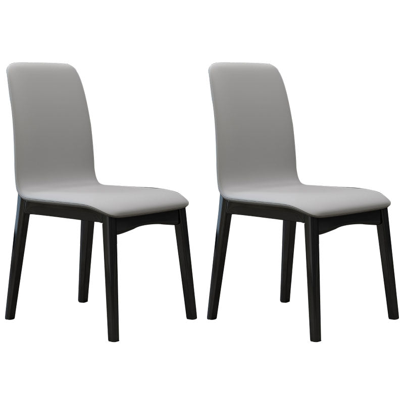 Chaises de salle à manger contemporaines en faux cuir, chaise de salle à manger sans bras à dossier solide