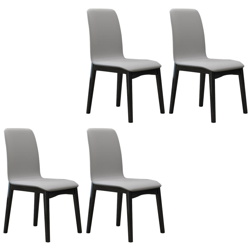 Sillas de comedor contemporáneas de piel sintética, silla de comedor sin brazos con respaldo sólido