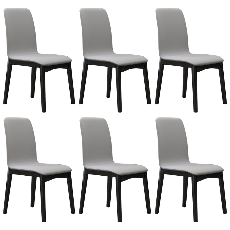 Sillas de comedor contemporáneas de piel sintética, silla de comedor sin brazos con respaldo sólido