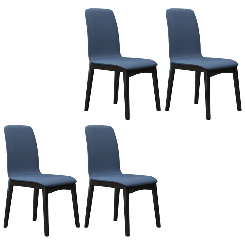 Sillas de comedor contemporáneas de piel sintética, silla de comedor sin brazos con respaldo sólido