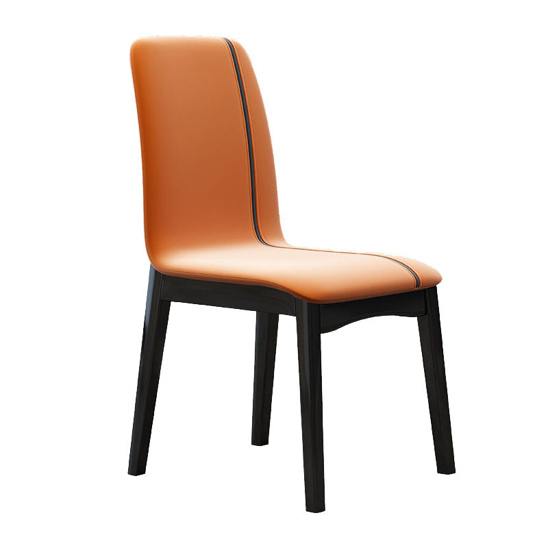 Sillas de comedor contemporáneas de piel sintética, silla de comedor sin brazos con respaldo sólido