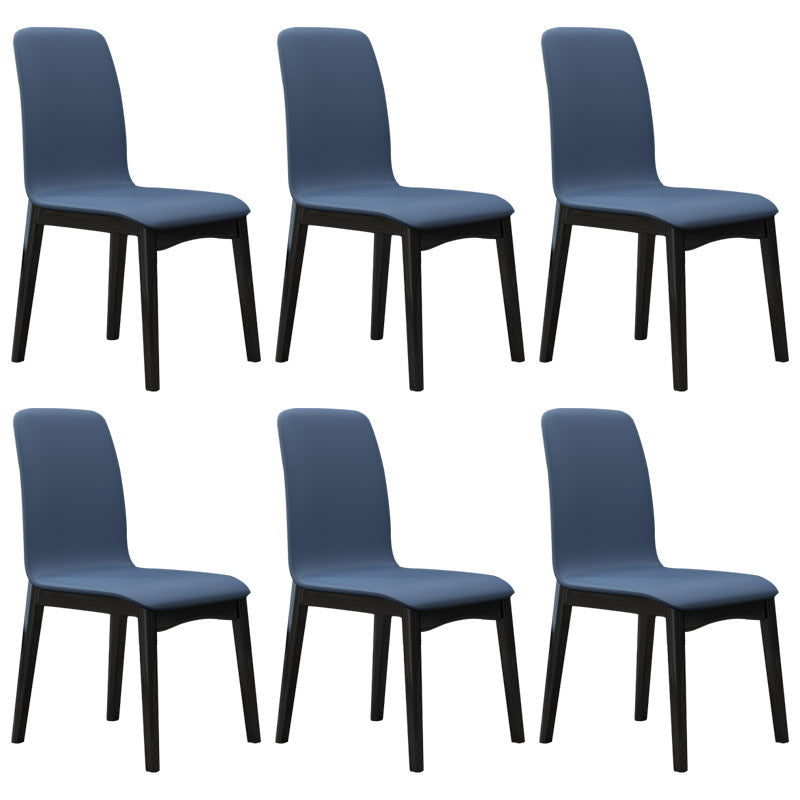 Sillas de comedor contemporáneas de piel sintética, silla de comedor sin brazos con respaldo sólido