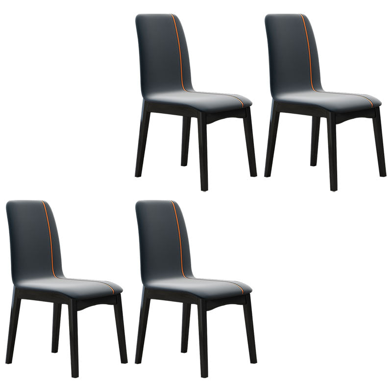 Sillas de comedor contemporáneas de piel sintética, silla de comedor sin brazos con respaldo sólido