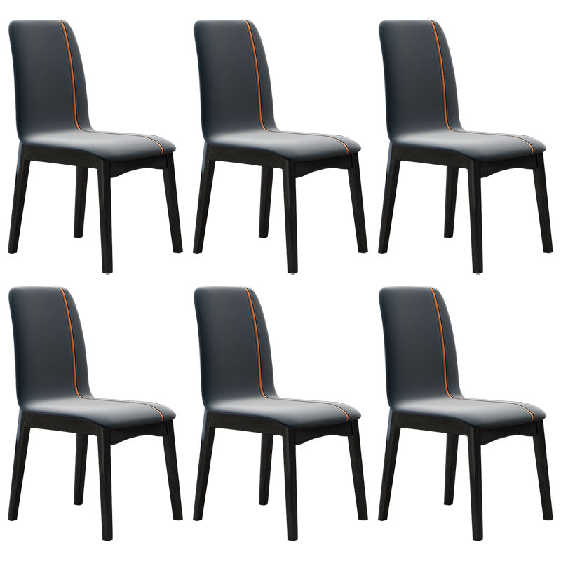 Sillas de comedor contemporáneas de piel sintética, silla de comedor sin brazos con respaldo sólido