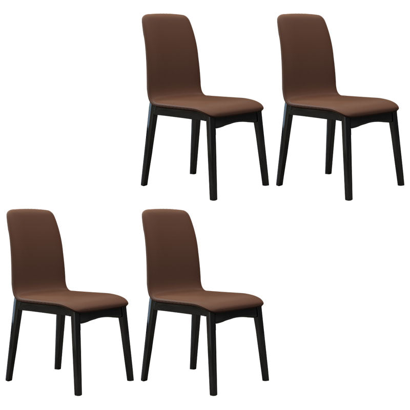 Sillas de comedor contemporáneas de piel sintética, silla de comedor sin brazos con respaldo sólido