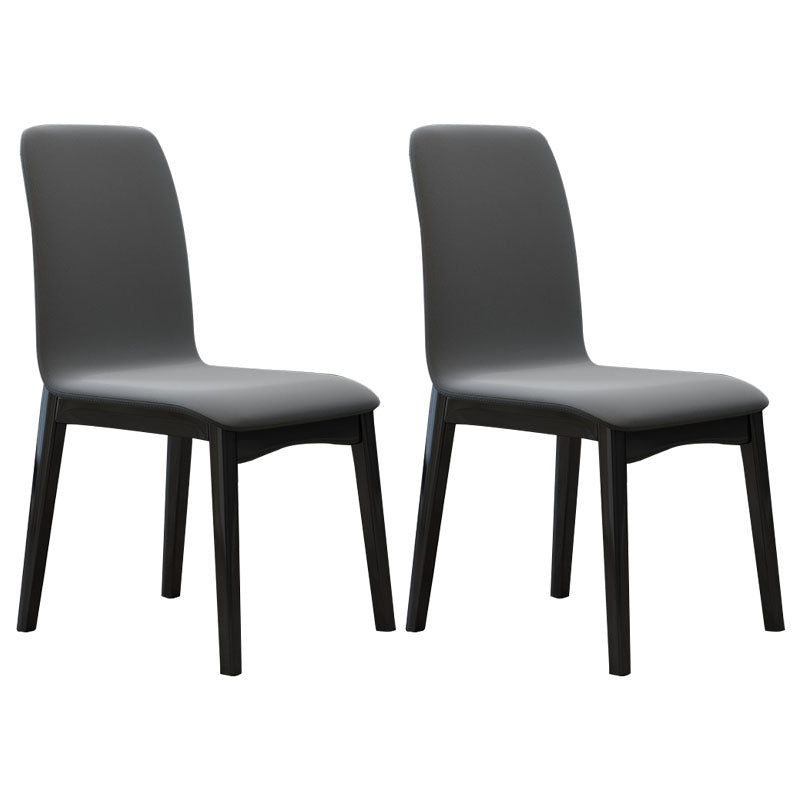 Sillas de comedor contemporáneas de piel sintética, silla de comedor sin brazos con respaldo sólido