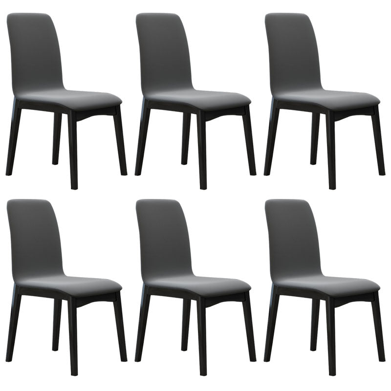 Sillas de comedor contemporáneas de piel sintética, silla de comedor sin brazos con respaldo sólido