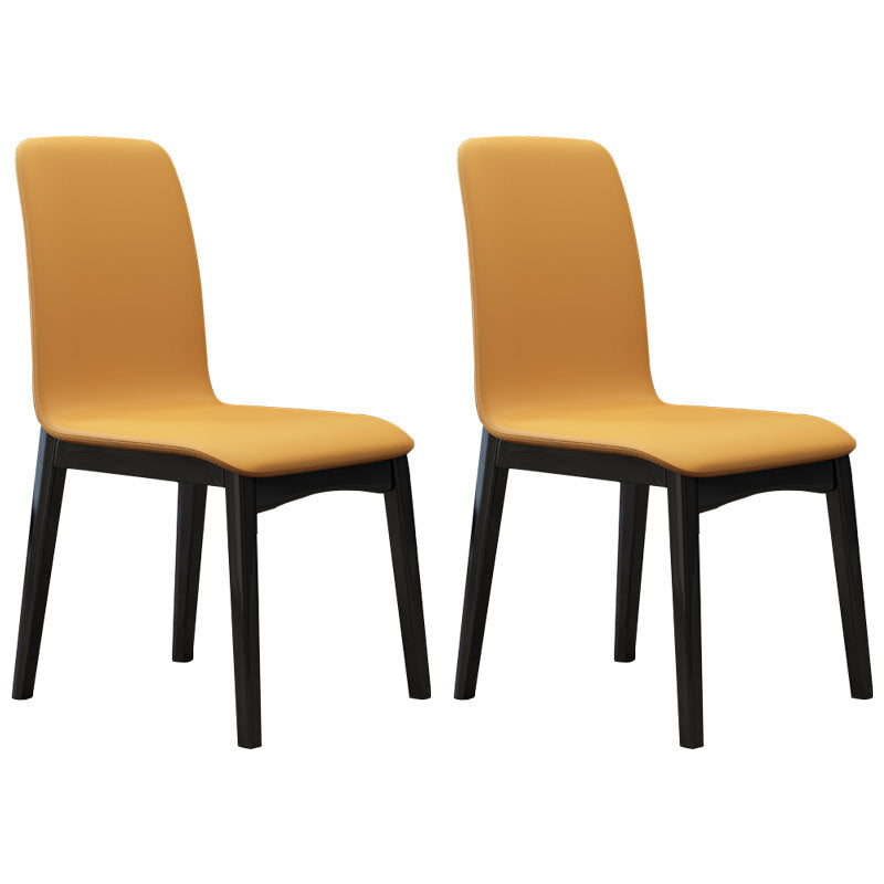Chaises de salle à manger contemporaines en faux cuir, chaise de salle à manger sans bras à dossier solide