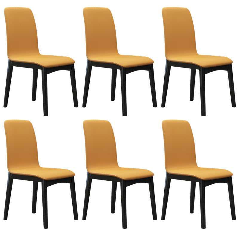 Sillas de comedor contemporáneas de piel sintética, silla de comedor sin brazos con respaldo sólido