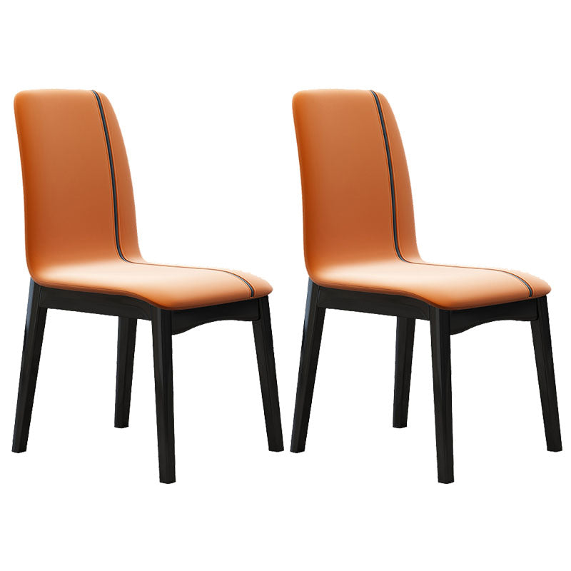 Sillas de comedor contemporáneas de piel sintética, silla de comedor sin brazos con respaldo sólido