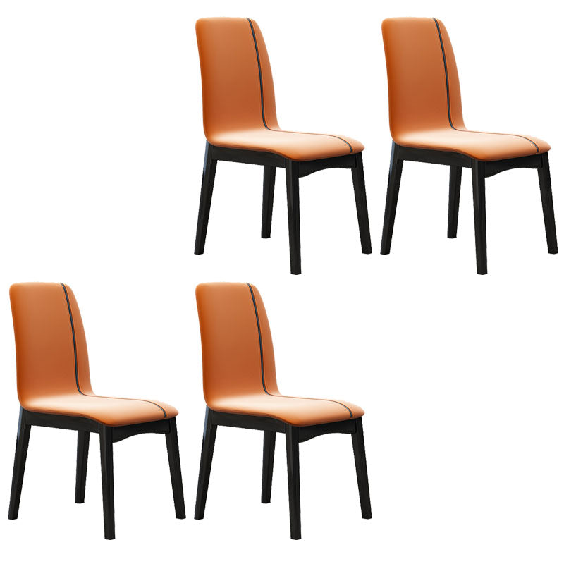 Sillas de comedor contemporáneas de piel sintética, silla de comedor sin brazos con respaldo sólido