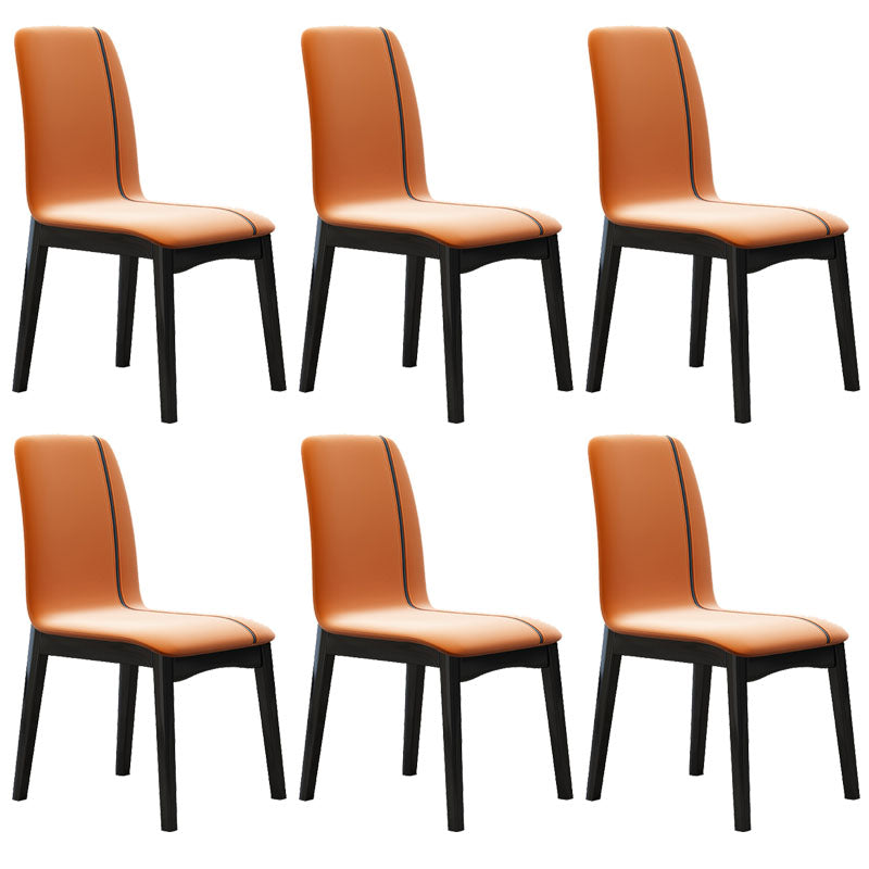 Sillas de comedor contemporáneas de piel sintética, silla de comedor sin brazos con respaldo sólido