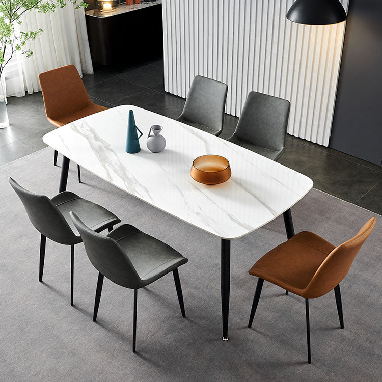 Sillas de comedor de cuero estilo moderno Sillas auxiliares sin brazos con respaldo macizo (juego de 2)