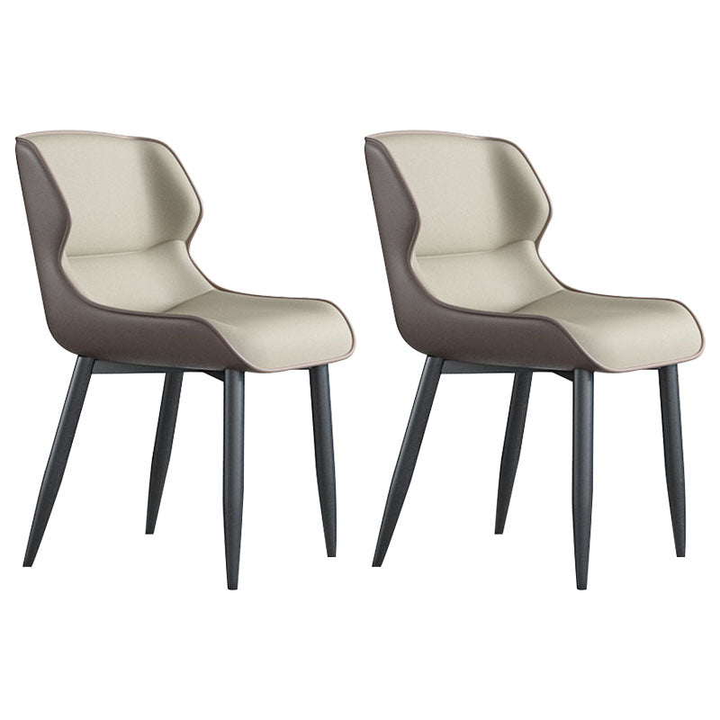 Chaises de salle à manger en cuir de style moderne Chaises d'appoint à accoudoirs Parsons à oreilles (Ensemble de 2)